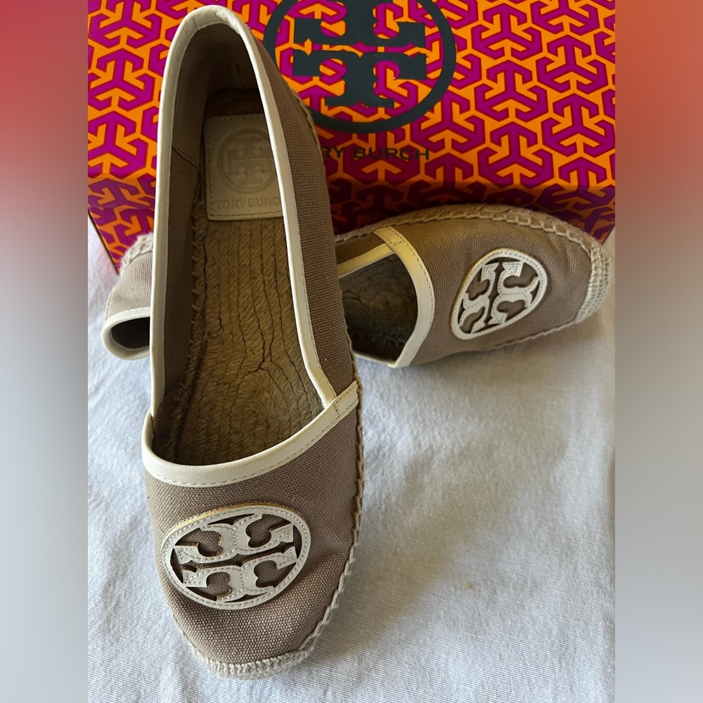 Tory Burch Beige and Cream Espadrilles